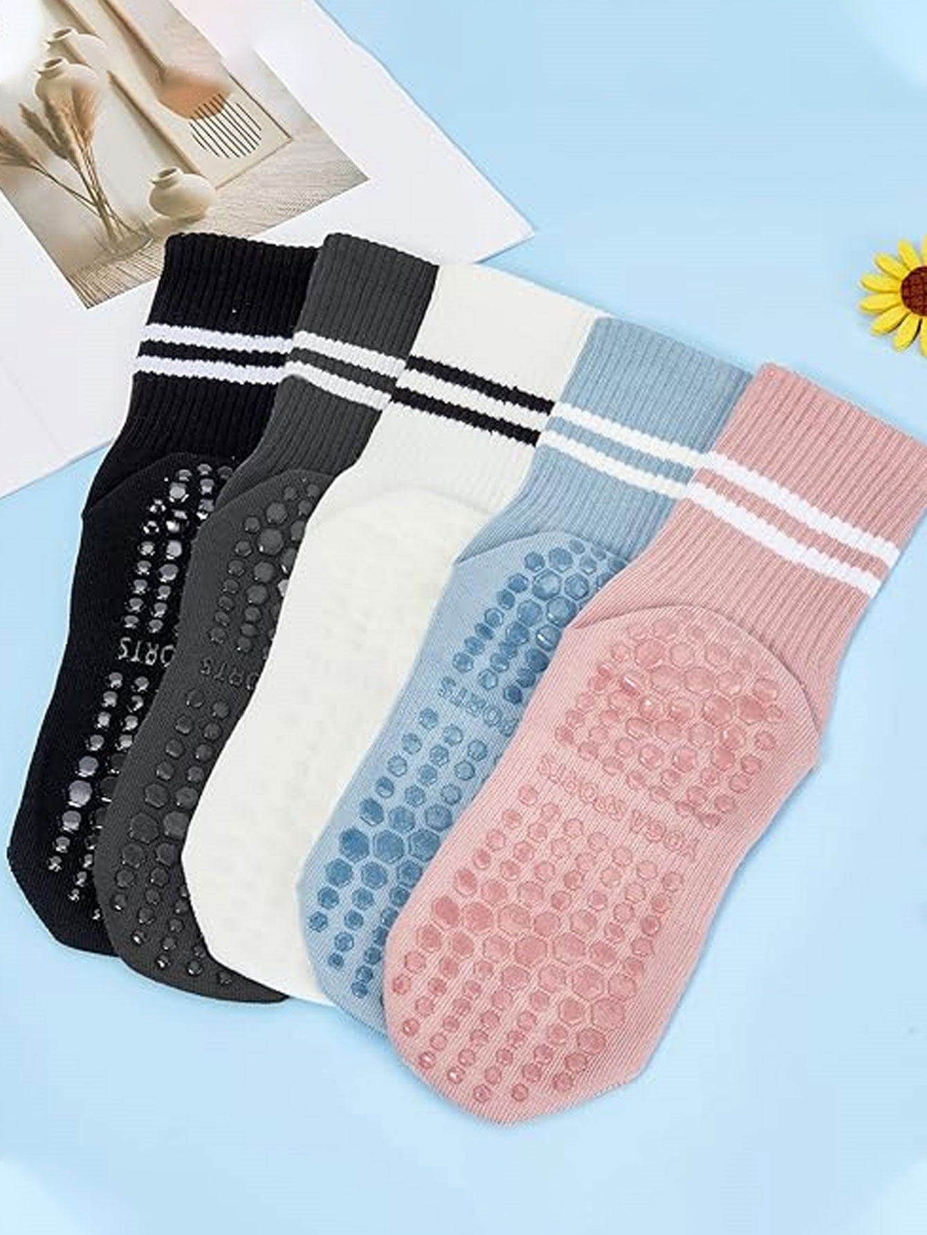 3 Pairs of Yoga Socks, Non-Sli - Medias Para Pilates Y Yoga ulasan dan harga