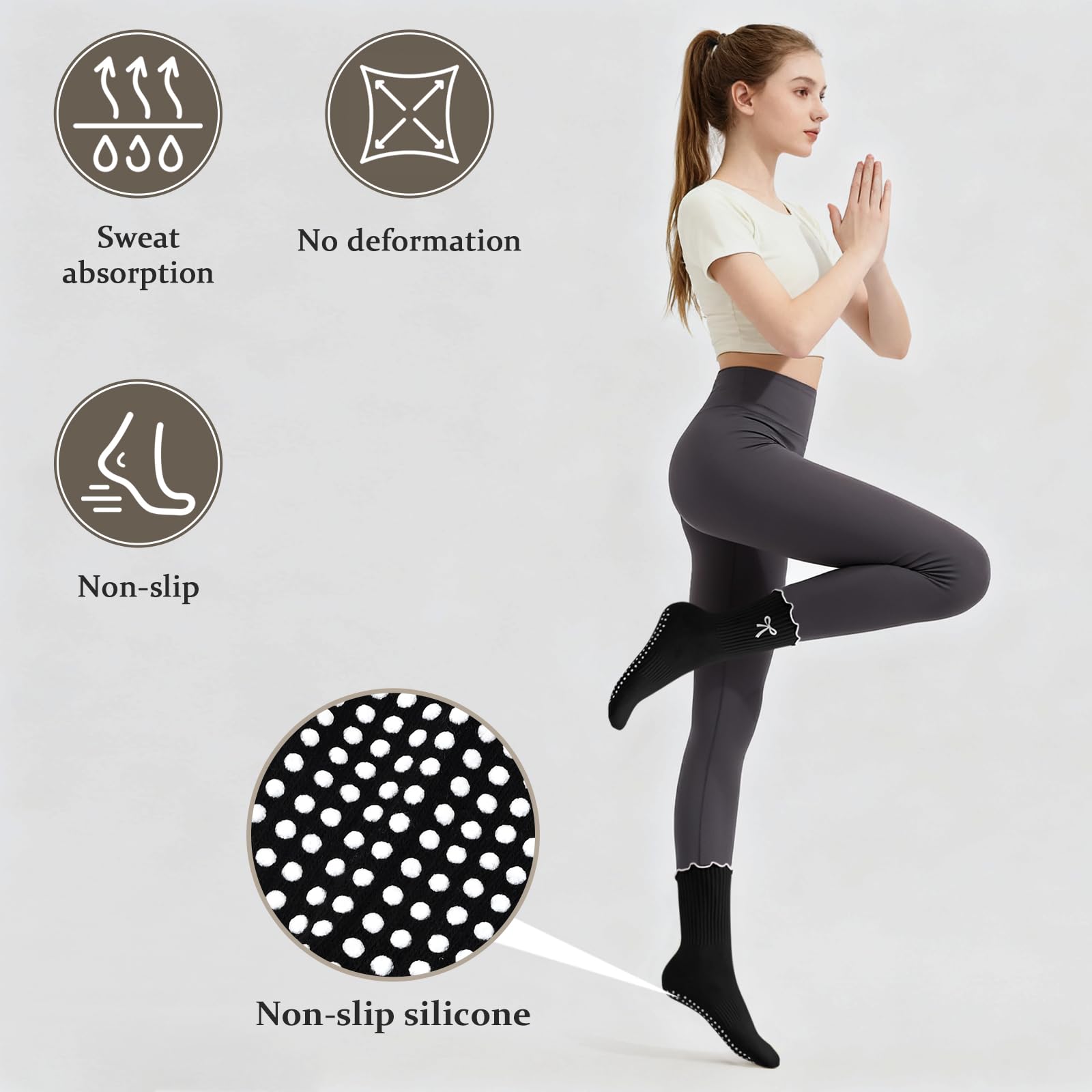 3 Pairs of Anti-Slip Grip Pila - Medias Para Pilates Y Yoga ulasan dan harga