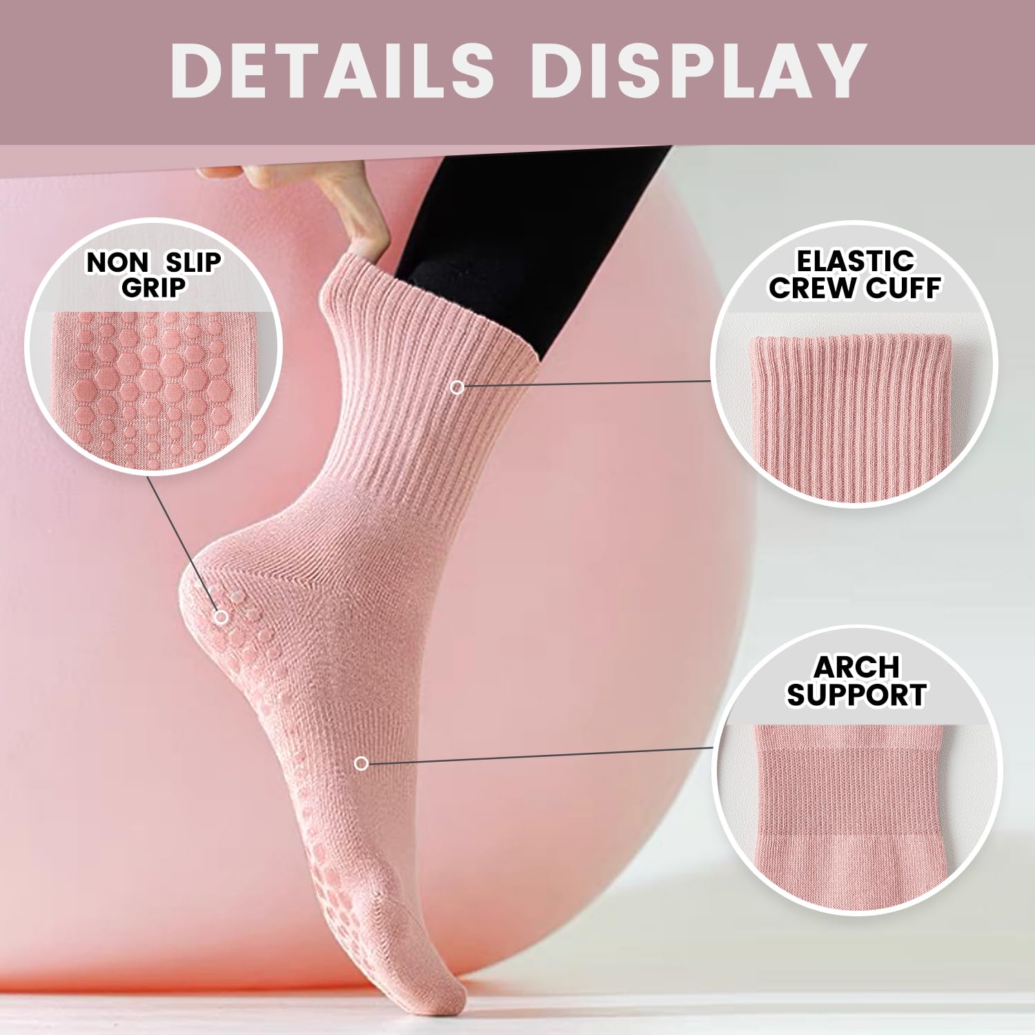 4-6 pairs of women's yoga sock - Medias Para Pilates Y Yoga ulasan dan harga