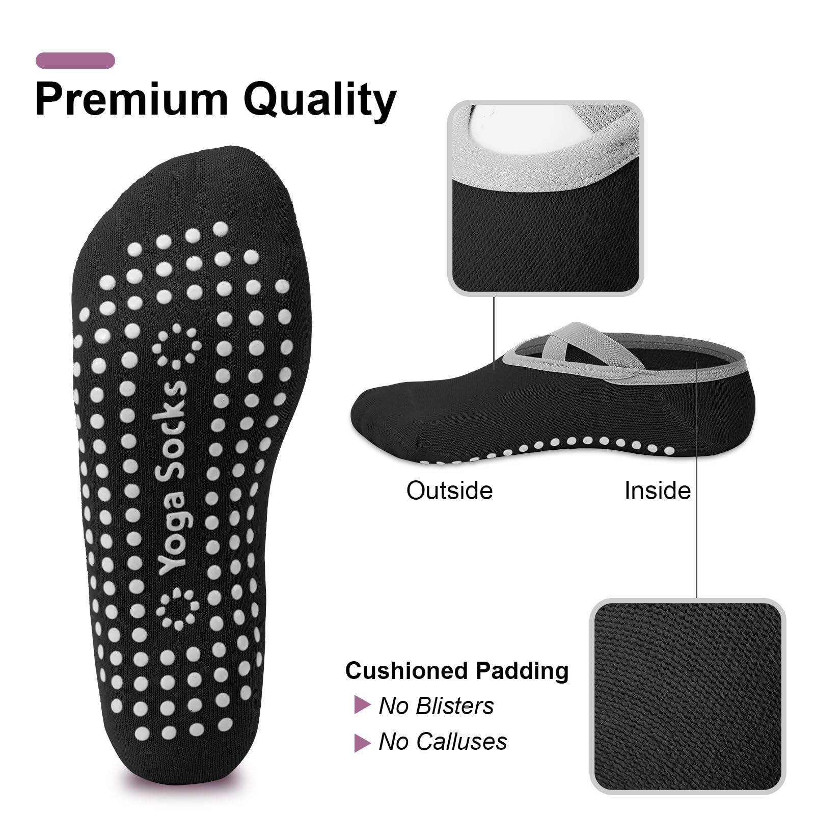 4-Pack Women's Pilates Socks,  - Medias Para Pilates Y Yoga ulasan dan harga