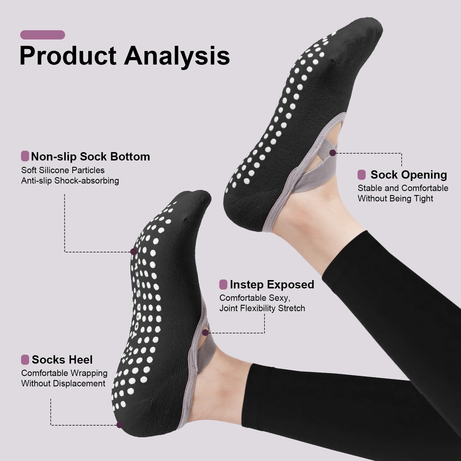 4-Pack Women's Pilates Socks,  - Medias Para Pilates Y Yoga ulasan dan harga