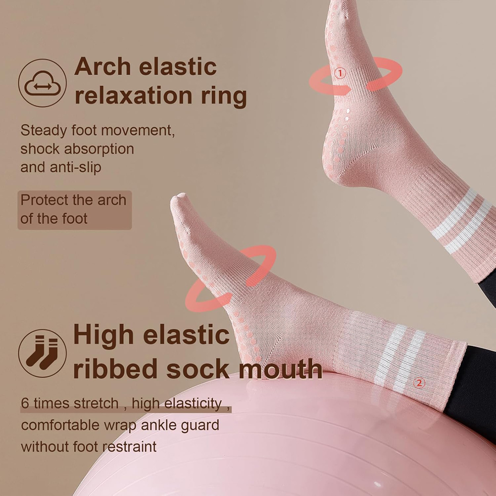 Yoga Pilates Socks with Grips  - Pilate Yoga Workout ulasan dan harga